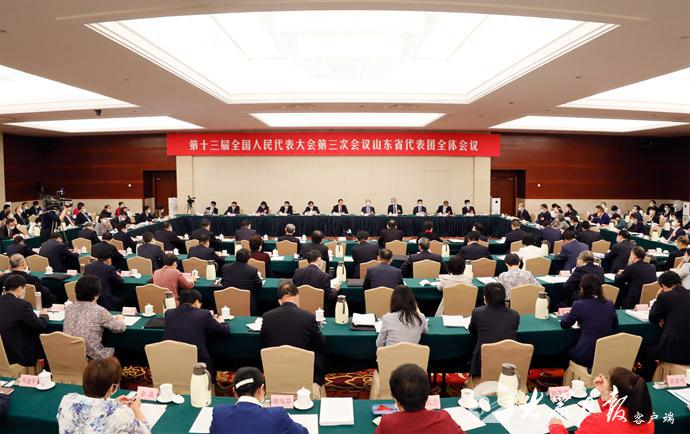 山东代表团举行全体会议审议政府工作报告 王勇出席并发言 刘家义主持 李干杰出席